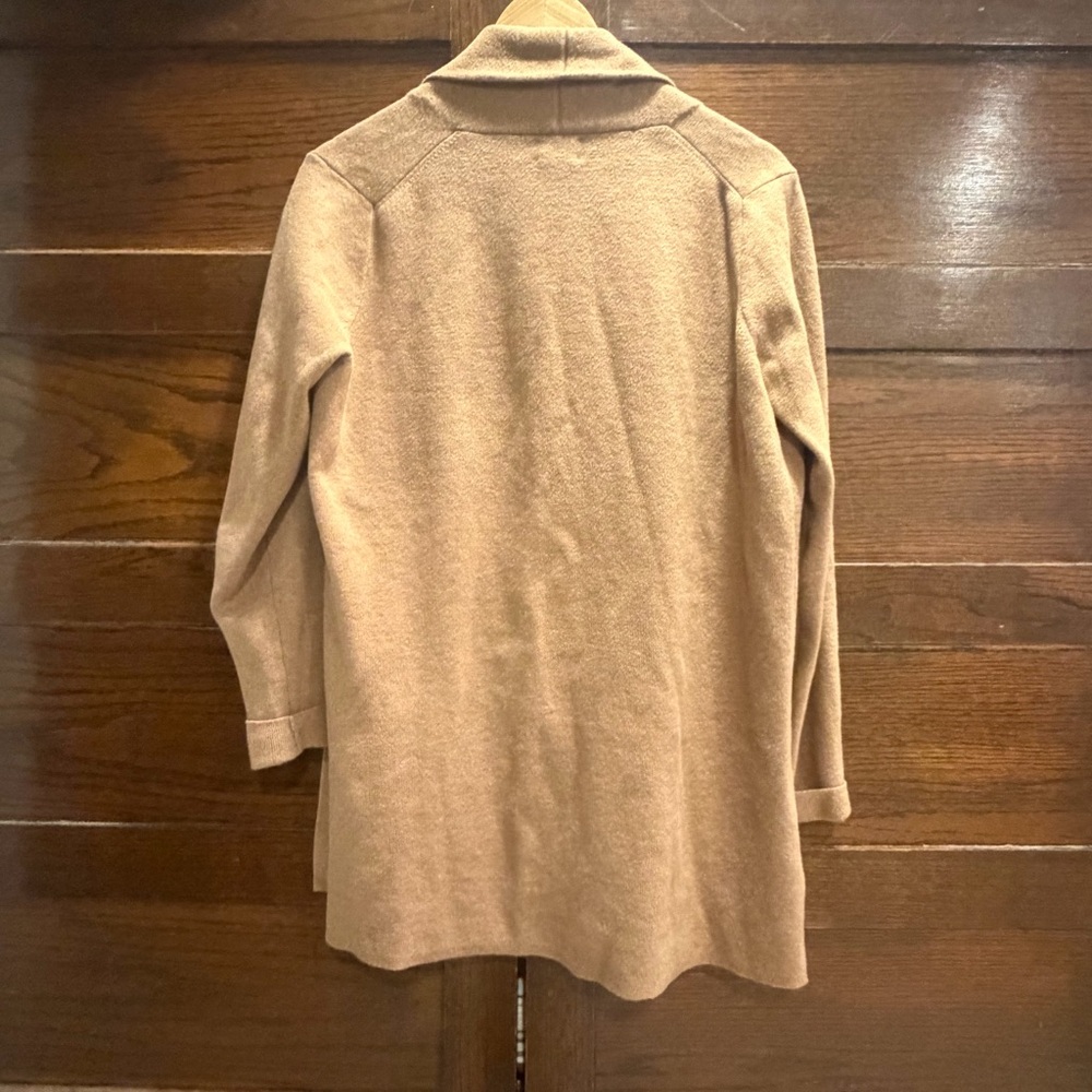 J. Crew XS Chelsea sweater blazer Tan camel Open-Front Cardigan 100% cotton knit - Picture 9 of 14